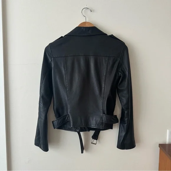 All Saints Black Leather Balfern Jacket - Picture 7 of 10